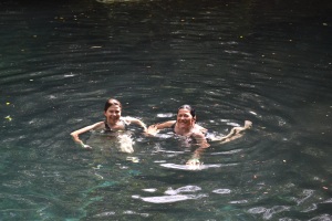 took us to a secret fresh water lagoon.  It was really deep but we could still see right to the bottom.